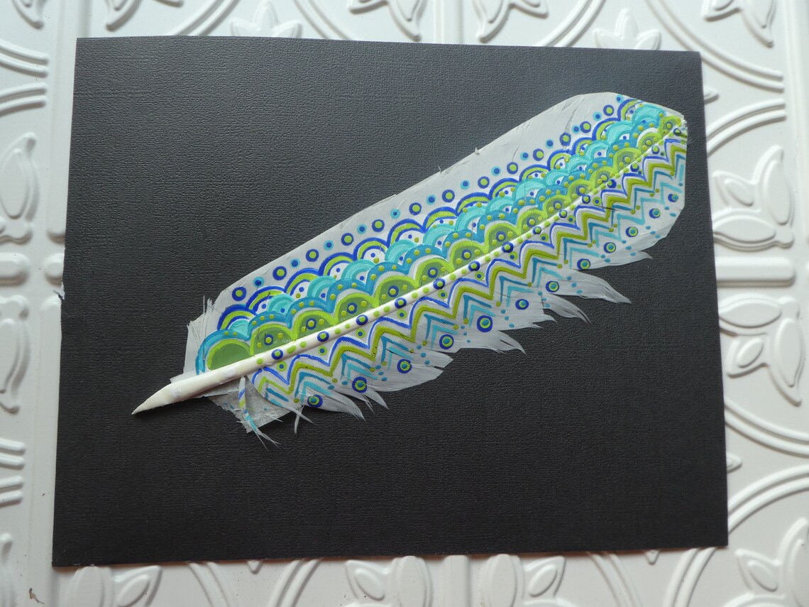 Painted Embellished Turkey Feather